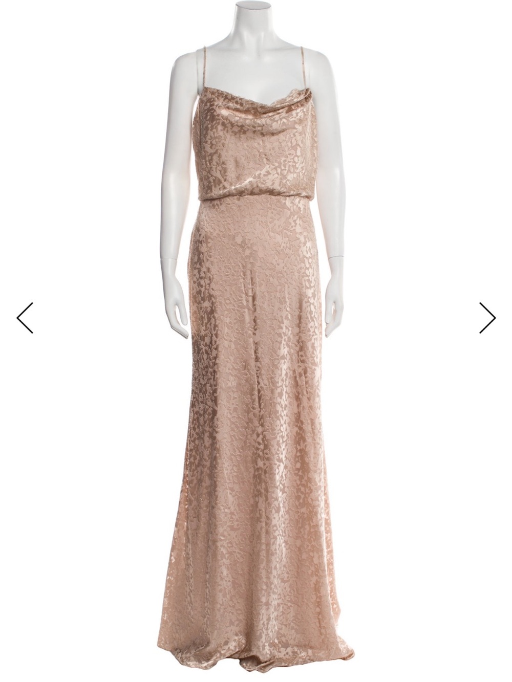 Jenny Yoo Cowl Neck Champagne Dress Evening Gown Peach Animal Print L